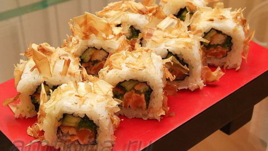 Рецепт ролла в стружке тунца бонито