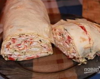 Роллы из лаваша с крабовыми палочками