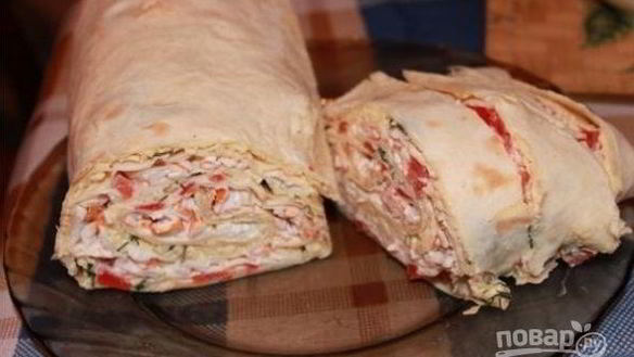 Рецепт Роллов из лаваша с крабовыми палочками