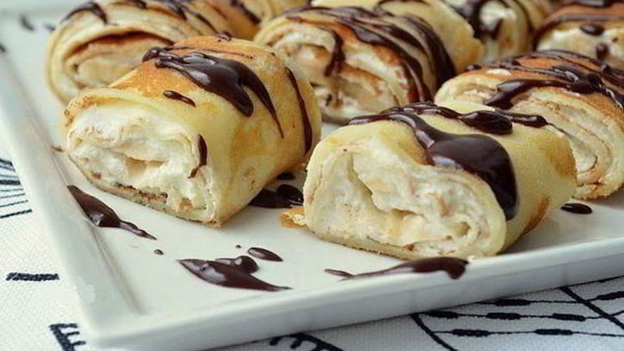 Рецепт роллов из рисовых блинчиков с творожно-банановым кремом