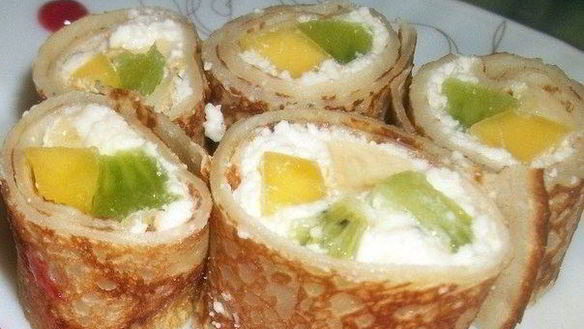 Рецепт Роллов с фруктами и творогом