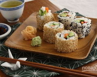 Роллы с кунжутом