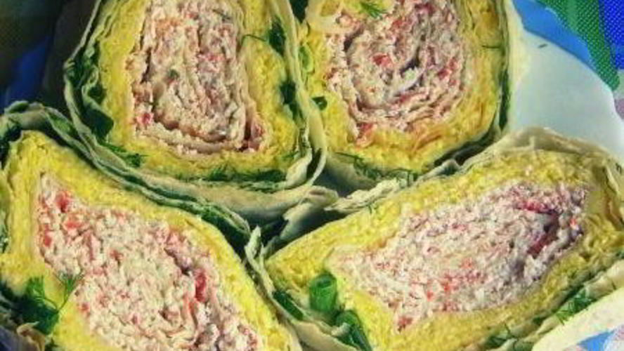 Рецепт крабового рулета из лаваша светофор