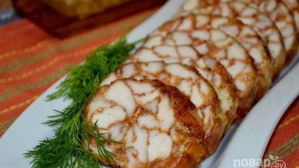 Рецепт Мясной нарезки из курицы Мраморный рулет