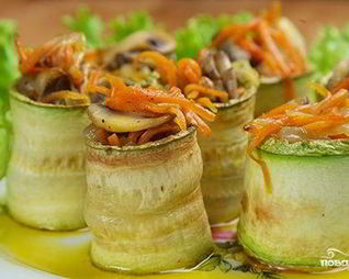 Рулет из кабачков с грибами