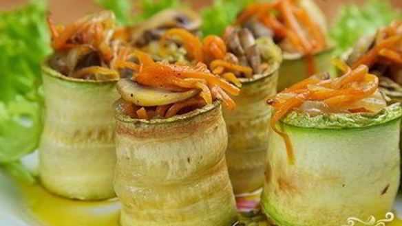 Рецепт Рулета из кабачков с грибами