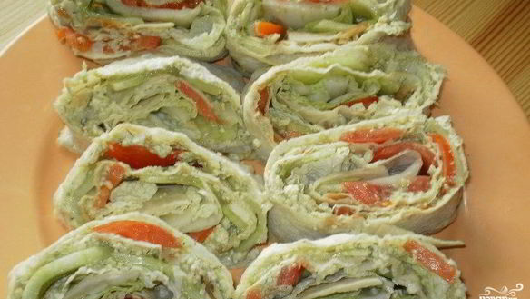 Рецепт Вегетарианских рулетов из лаваша