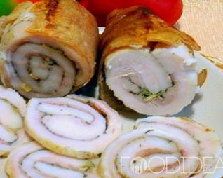 Запеченный рулет из сала