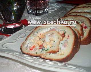 Заварной рулет с копченым мясом