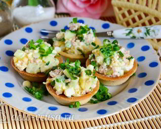 Тарталетки с печенью трески