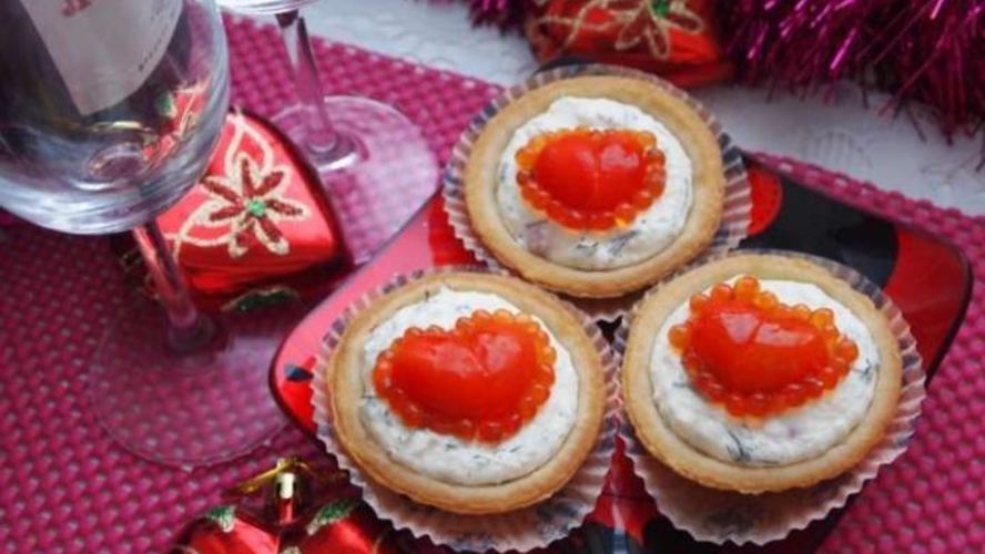 Рецепт закуски в тарталетках с несладкой начинкой для влюбленных