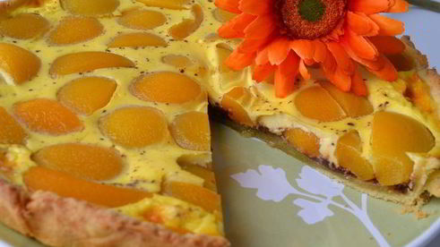 шоколадно-персиковый тарт