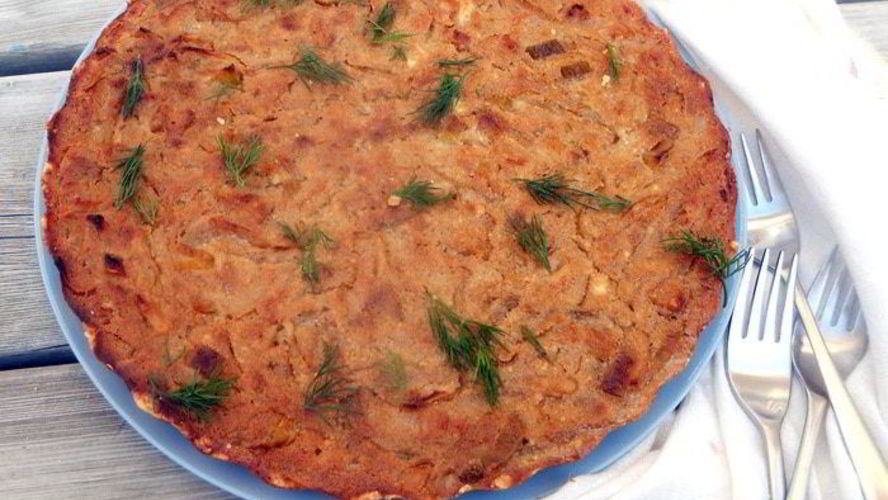 Рецепт тарта с карамелизованным луком и рикоттой