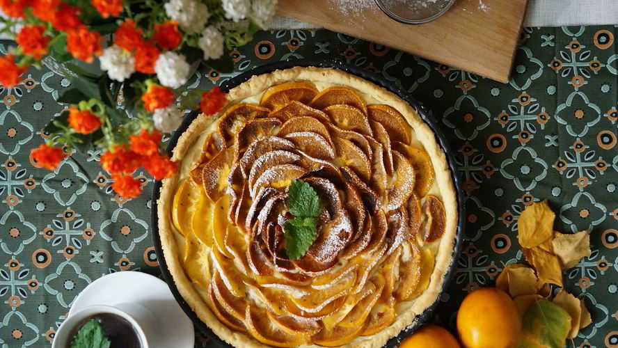 Рецепт тарта с рикоттой и хурмой