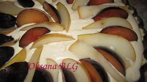 тарт творог, фрукты, карамель