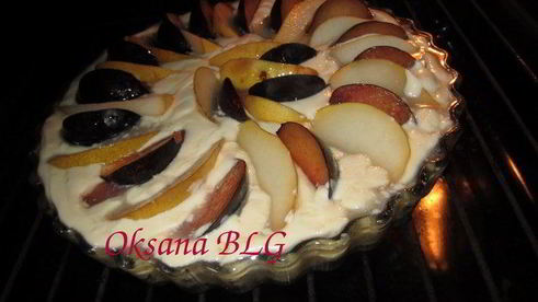 тарт творог, фрукты, карамель