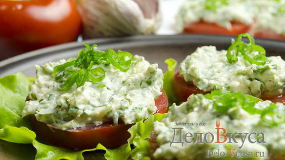 Рецепт Закуски из помидоров и плавленого сырка