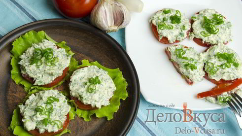 закуска из помидоров и плавленого сырка