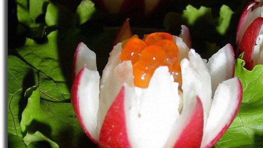 Рецепт закуски кувшинки с творожным сыром и красной икрой