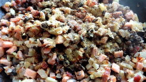 сливочный жульен с ветчиной и грибами