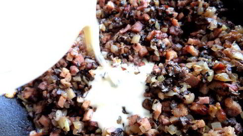 сливочный жульен с ветчиной и грибами