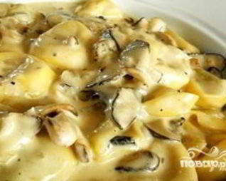 Жульен с грибами и ветчиной