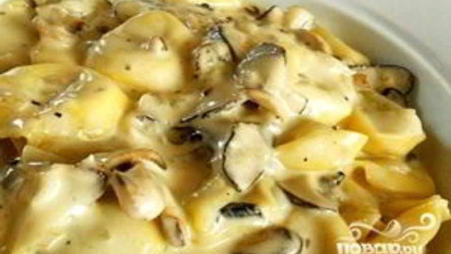 Рецепт жульена с грибами и ветчиной